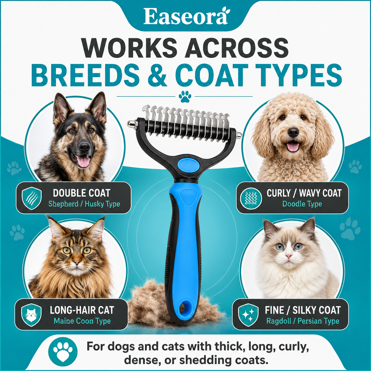 Easeora™ Double-Sided Deshedding Tool