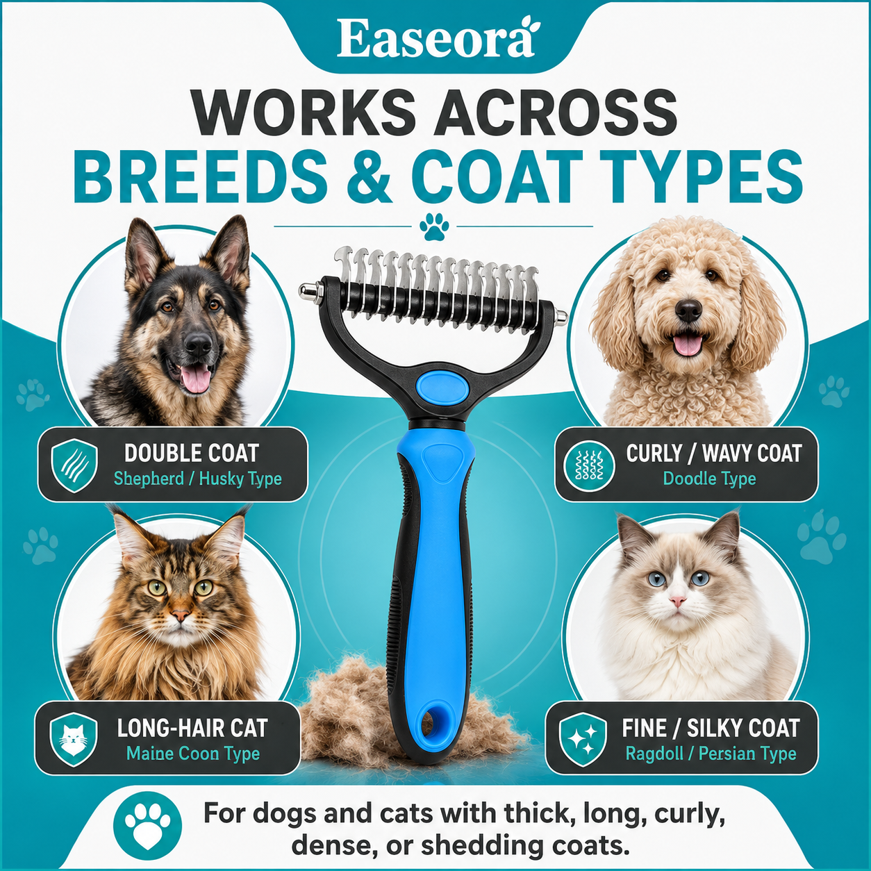 Easeora™ Double-Sided Deshedding Tool