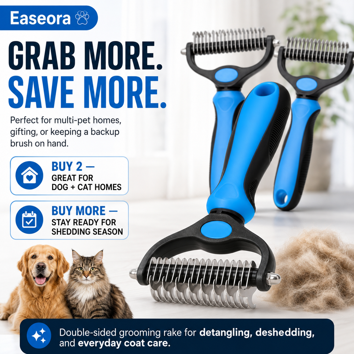 Easeora™ Double-Sided Deshedding Tool